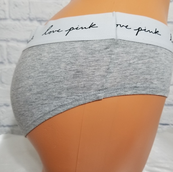 PINK Victoria's Secret Logo Grey Hipster Panty Large New - Picture 6 of 12